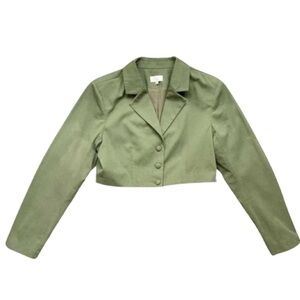 Revolve x Camila Coelho Olive Green Cropped Leticia
Blazer Jacket. XS